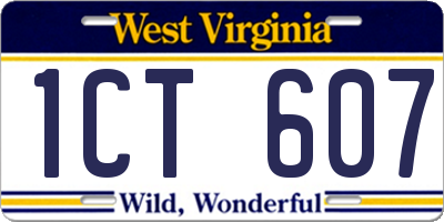 WV license plate 1CT607