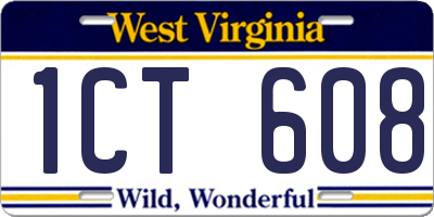 WV license plate 1CT608