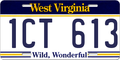 WV license plate 1CT613