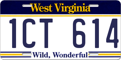WV license plate 1CT614