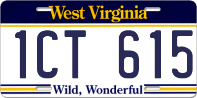 WV license plate 1CT615