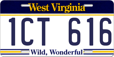 WV license plate 1CT616