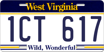 WV license plate 1CT617
