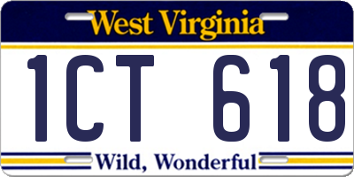 WV license plate 1CT618