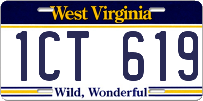 WV license plate 1CT619