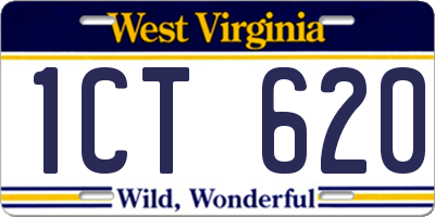 WV license plate 1CT620