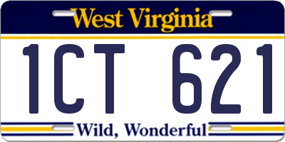 WV license plate 1CT621