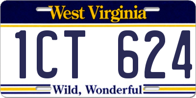 WV license plate 1CT624