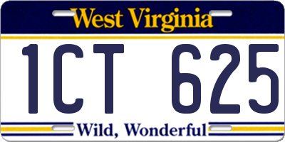 WV license plate 1CT625
