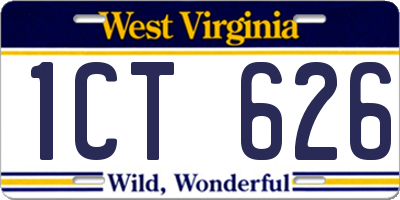 WV license plate 1CT626