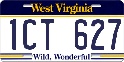 WV license plate 1CT627