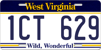 WV license plate 1CT629