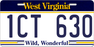 WV license plate 1CT630
