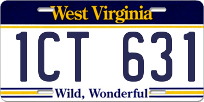 WV license plate 1CT631