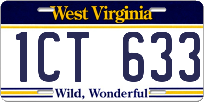 WV license plate 1CT633