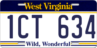 WV license plate 1CT634