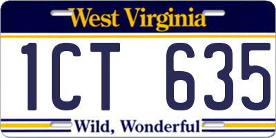 WV license plate 1CT635