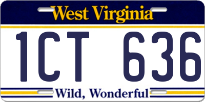 WV license plate 1CT636