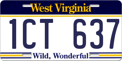 WV license plate 1CT637