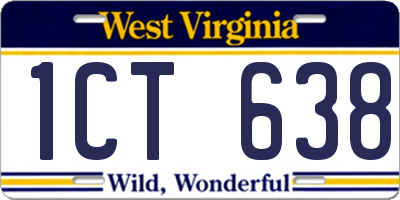 WV license plate 1CT638