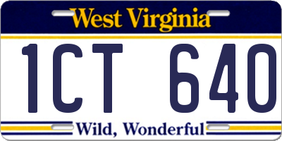 WV license plate 1CT640