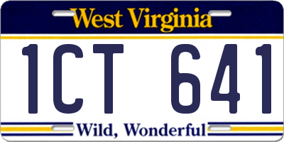WV license plate 1CT641
