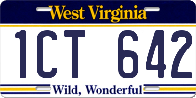 WV license plate 1CT642