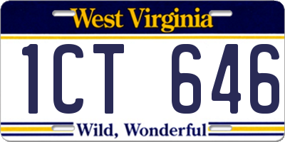 WV license plate 1CT646