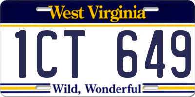 WV license plate 1CT649