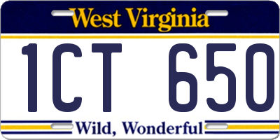 WV license plate 1CT650