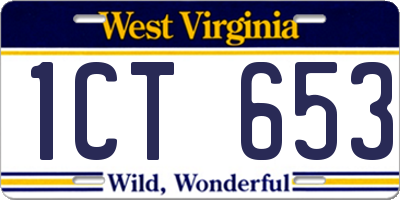 WV license plate 1CT653
