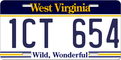 WV license plate 1CT654