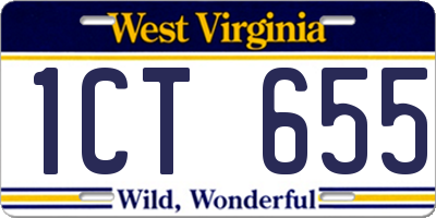 WV license plate 1CT655