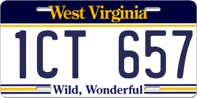 WV license plate 1CT657