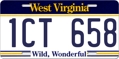 WV license plate 1CT658