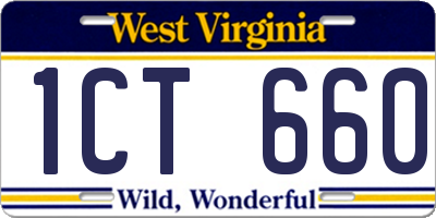 WV license plate 1CT660