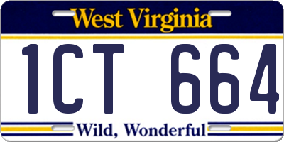 WV license plate 1CT664