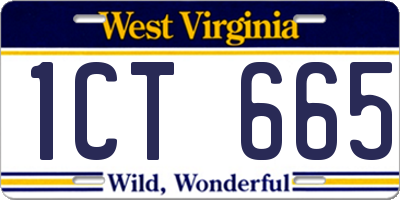 WV license plate 1CT665