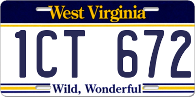WV license plate 1CT672