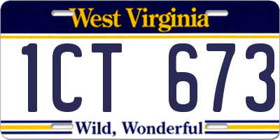 WV license plate 1CT673