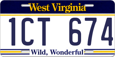 WV license plate 1CT674