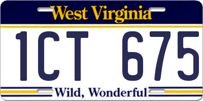WV license plate 1CT675