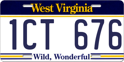 WV license plate 1CT676