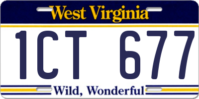 WV license plate 1CT677