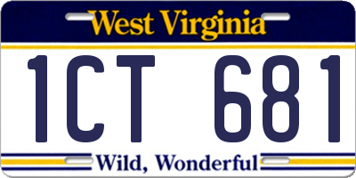 WV license plate 1CT681