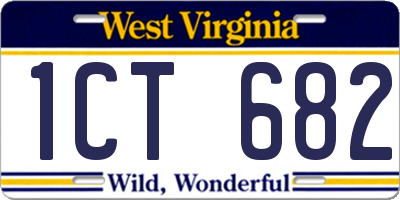 WV license plate 1CT682