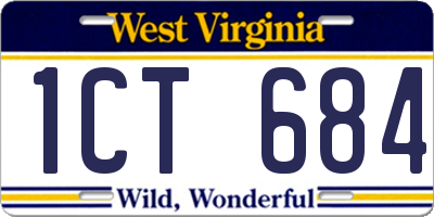 WV license plate 1CT684