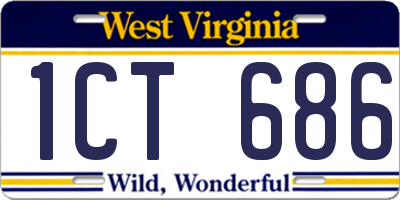 WV license plate 1CT686