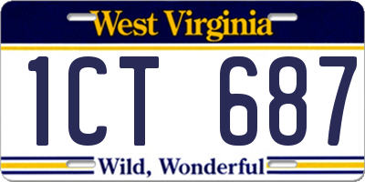 WV license plate 1CT687