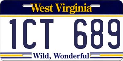 WV license plate 1CT689